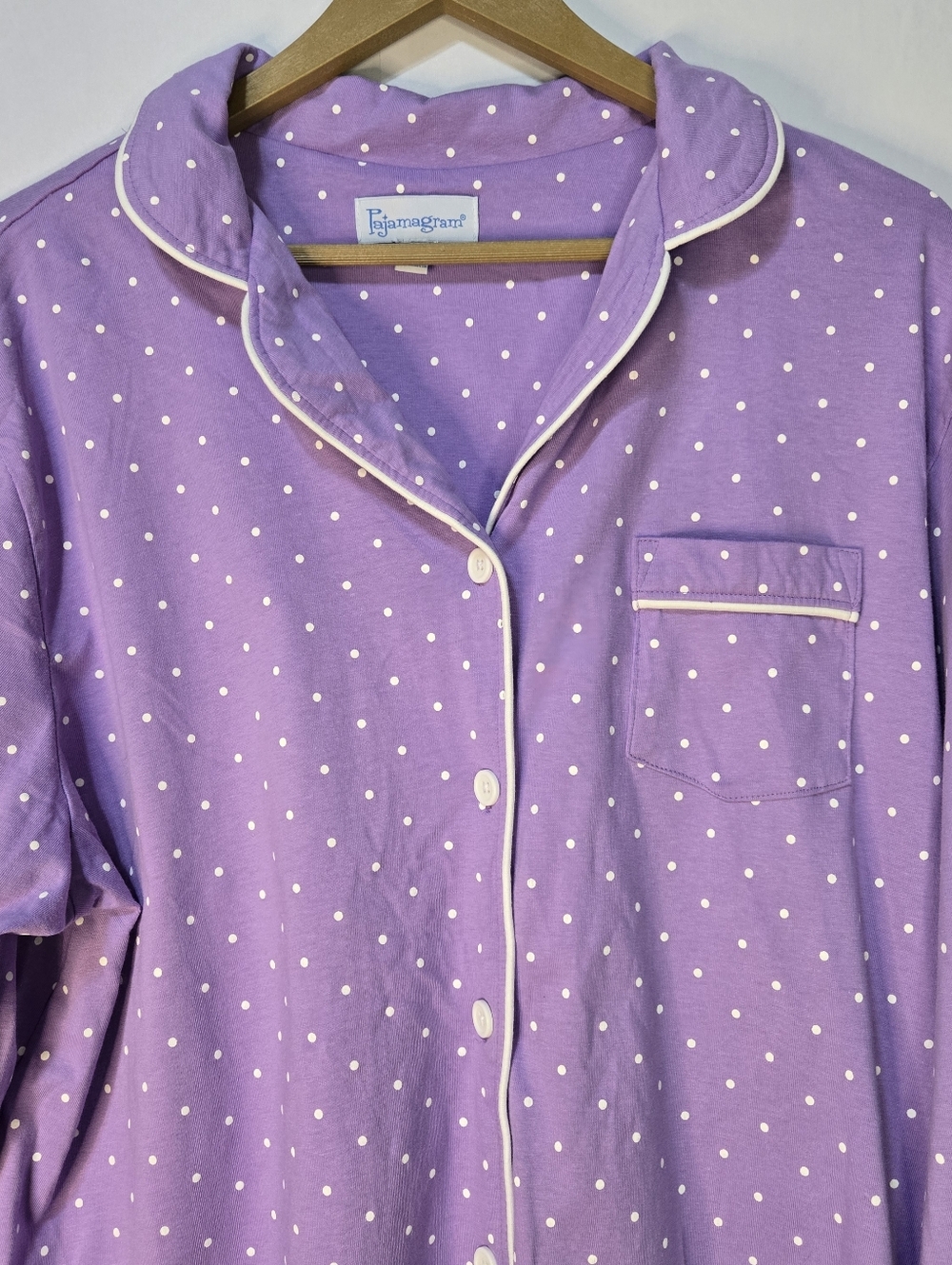 PAJAMAGRAM Women Suze L 2-pc Lavender Polka Dot Pajama Set, NWOT - Picture 5 of 10